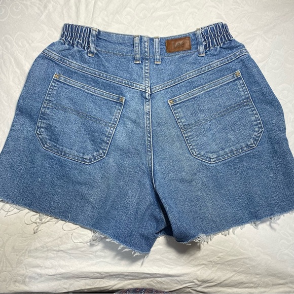 Vintage Lee Stretchy Cutoff Cargo Shorts Scrunch Waistband Women’s 8 Denim Jean - Picture 9 of 13